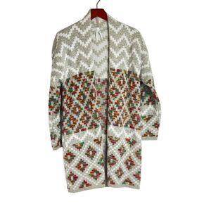 Dreamers By Debut Womens Geometric Open Front Cardigan Multicolor Size Medium